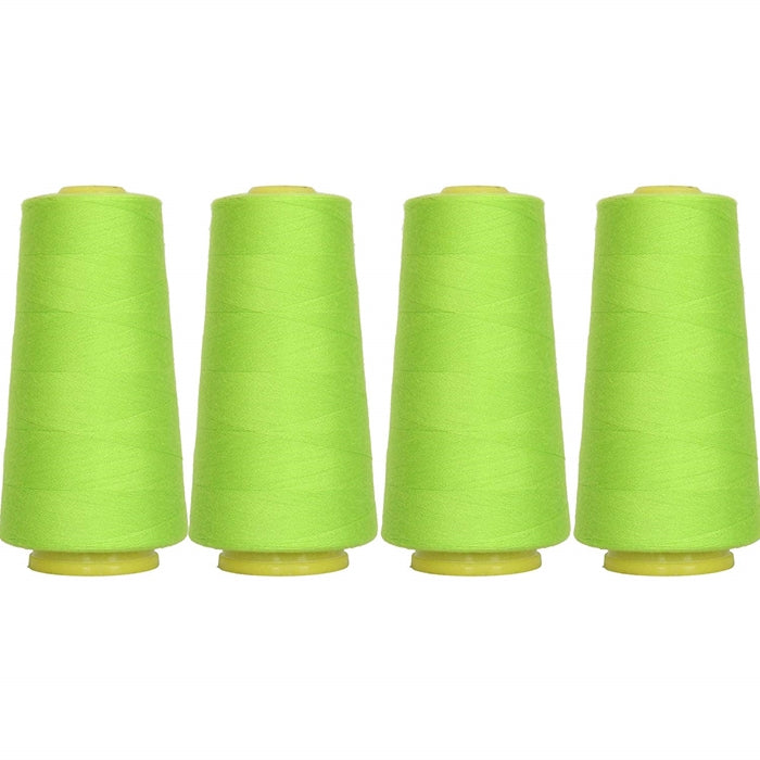 Four Cone Set of Polyester Serger Thread - Lime Green 675 - 2750 Yards Each - Threadart.com