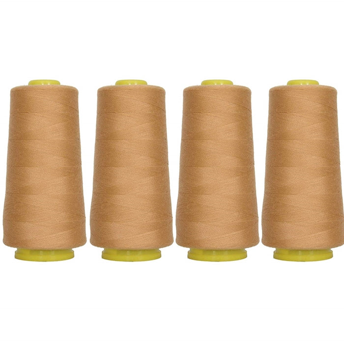 Four Cone Set of Polyester Serger Thread - Lt Tan 306 - 2750 Yards Each - Threadart.com