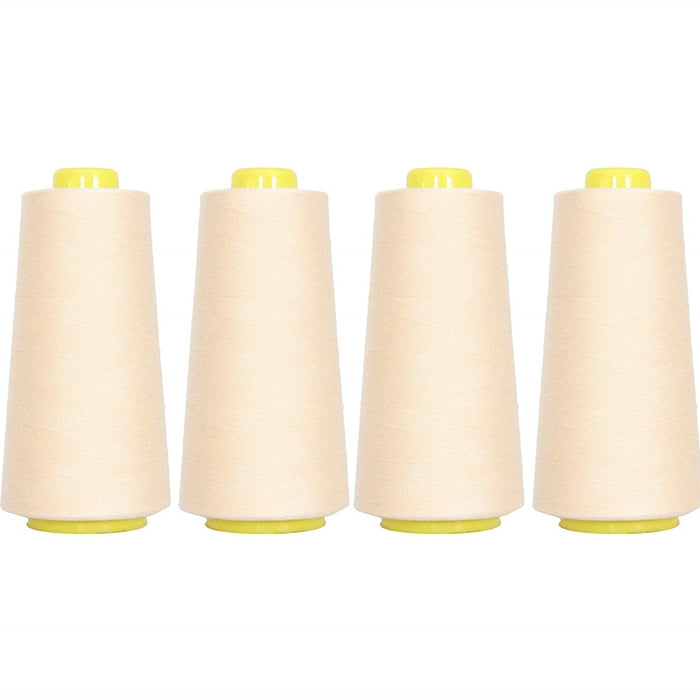 Four Cone Set of Polyester Serger Thread - White 101 - 2750 Yards Each