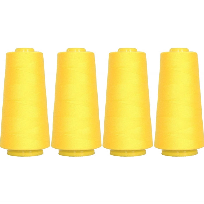 Four Cone Set of Polyester Serger Thread - Yellow 154 - 2750 Yards Each - Threadart.com