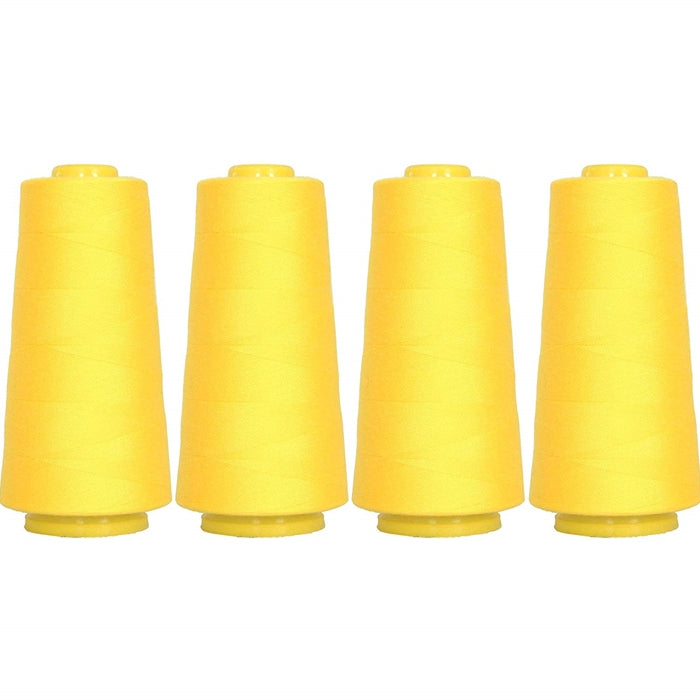 Four Cone Set of Polyester Serger Thread - Yellow 154 - 2750 Yards Each