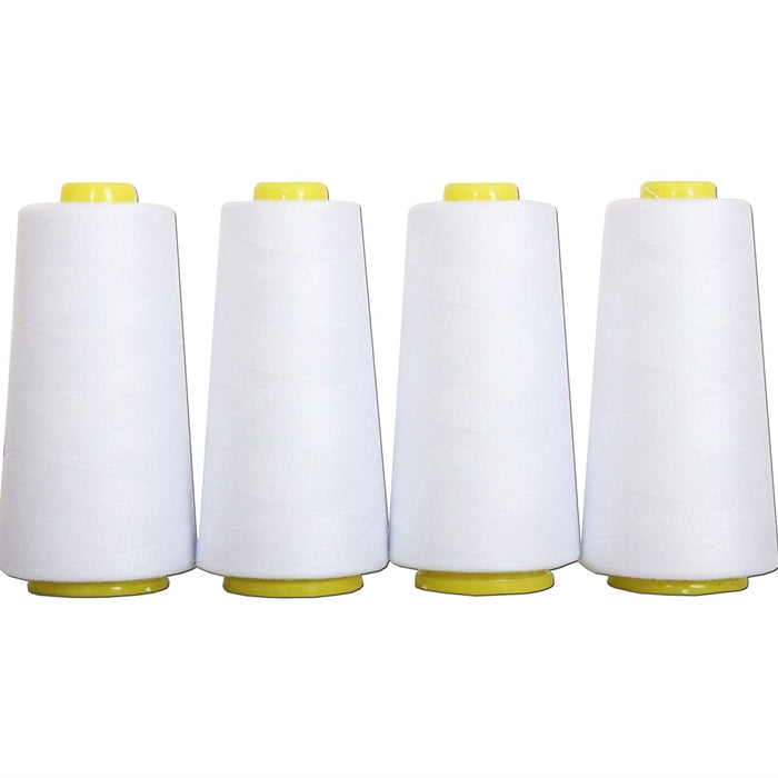 Four Cone Set of Polyester Serger Thread - White 101 - 2750 Yards Each - Threadart.com