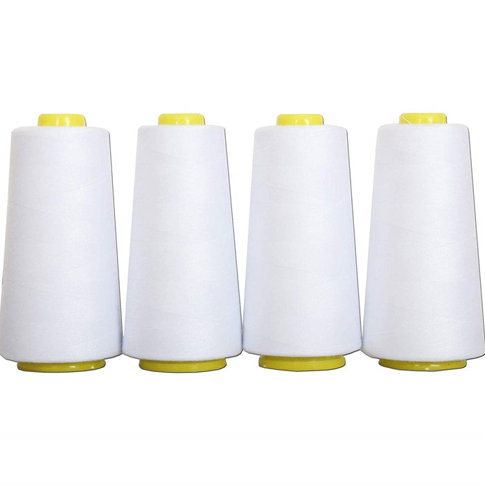Serger Thread - 4 Cone Set - Polyester Sewing - 2750 Yards -White —