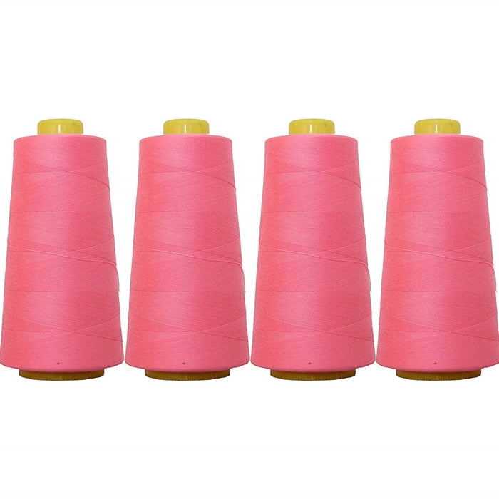 Four Cone Set of Polyester Serger Thread - Neon Flamingo 909 - 2750 Yards Each - Threadart.com