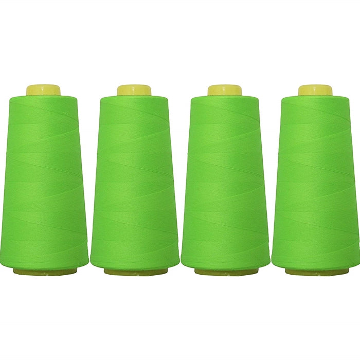 Four Cone Set of Polyester Serger Thread - Neon Green 950 - 2750 Yards Each - Threadart.com