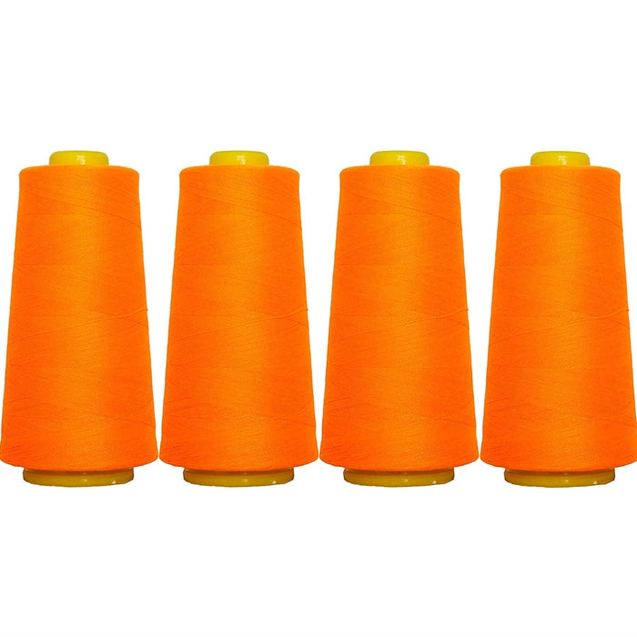 Four Cone Set of Polyester Serger Thread - Neon Orange 946 - 2750 Yards Each - Threadart.com