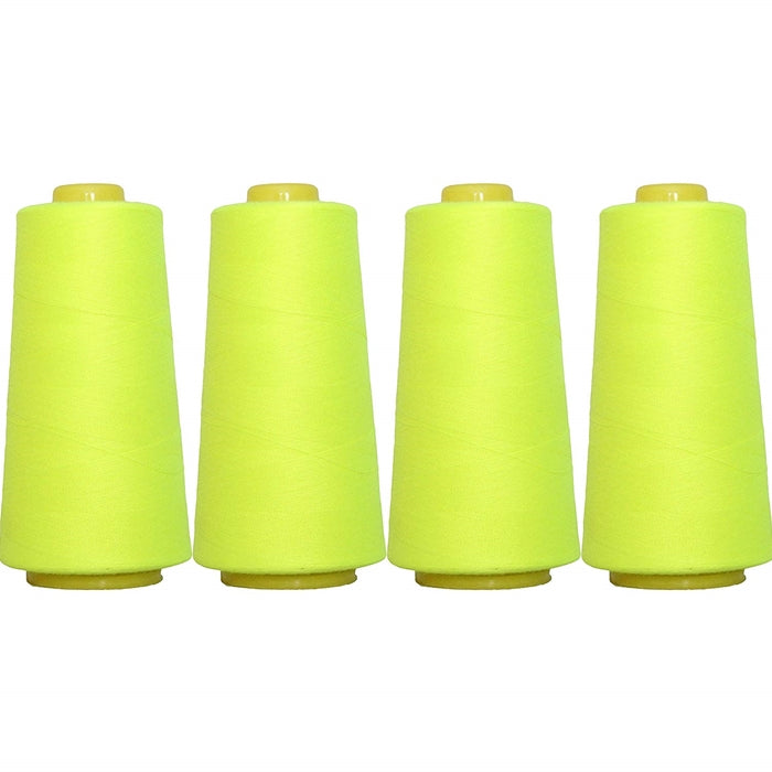 Four Cone Set of Polyester Serger Thread - Neon Yellow 823 - 2750 Yards Each - Threadart.com