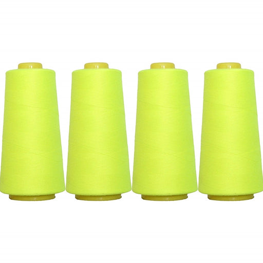 Four Cone Set of Polyester Serger Thread - Neon Yellow 823 - 2750 Yards Each - Threadart.com