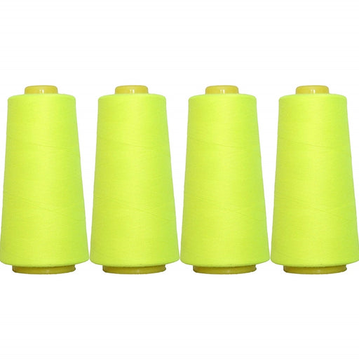Four Cone Set of Polyester Serger Thread - Neon Yellow 823 - 2750 Yards Each - Threadart.com
