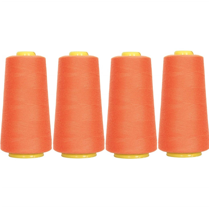 Four Cone Set of Polyester Serger Thread - Tex Orange 112 - 2750 Yards Each - Threadart.com