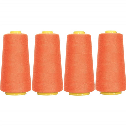 Four Cone Set of Polyester Serger Thread - Tex Orange 112 - 2750 Yards Each - Threadart.com