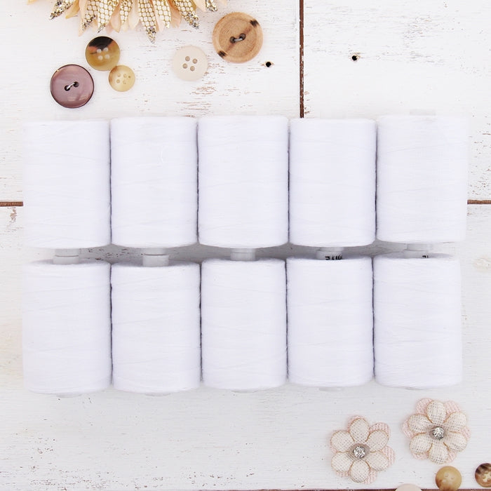 Cotton Quilting Thread Set - 10 White Spools - 1000 Meters - Threadart.com