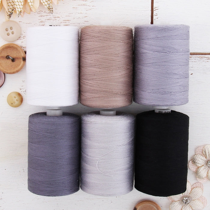 Cotton Quilting Thread Set - 6 Grey Tones - 1000 Meters - Threadart.com