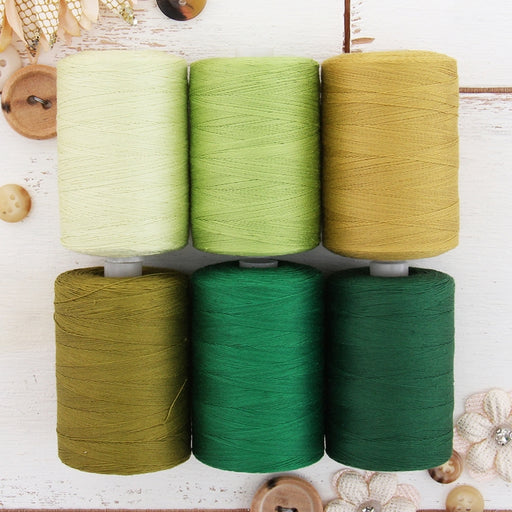 Cotton Quilting Thread Set - 6 Green Tones - 1000 Meters - Threadart.com