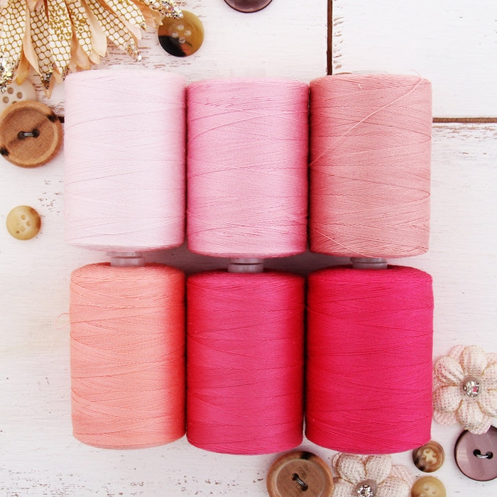 Cotton Quilting Thread Set - 6 Pink Tones - 1000 Meters - Threadart.com