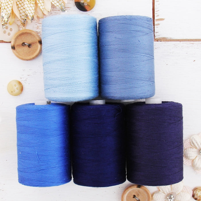 Cotton Quilting Thread Set - 5 Blue Tones - 1000 Meters - Threadart.com