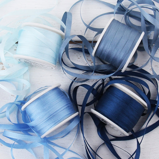 4mm Silk Ribbon Set - Blue Shades - Four Spool Collection - Threadart.com
