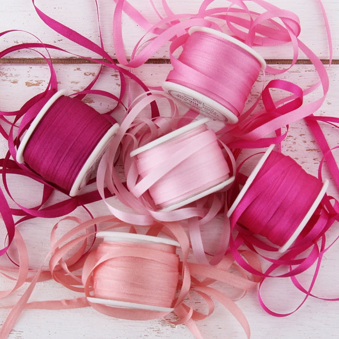 4mm Silk Ribbon Set - Pink Shades - Five Spool Embroidery