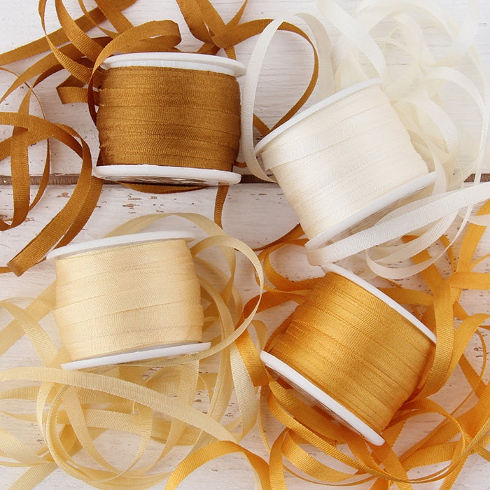 4mm Silk Ribbon Set - Warm Shades - Four Spool Collection - Threadart.com
