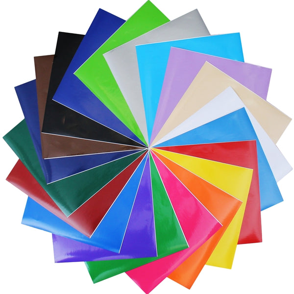 20 Color Premium Self Adhesive Sign Vinyl Film Starter Set - 12"x12" Sheets - Threadart.com