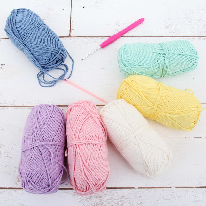 Crochet 100% Pure Cotton Yarn #4 Set  - 6 Pack of Frostings Colors - Threadart.com