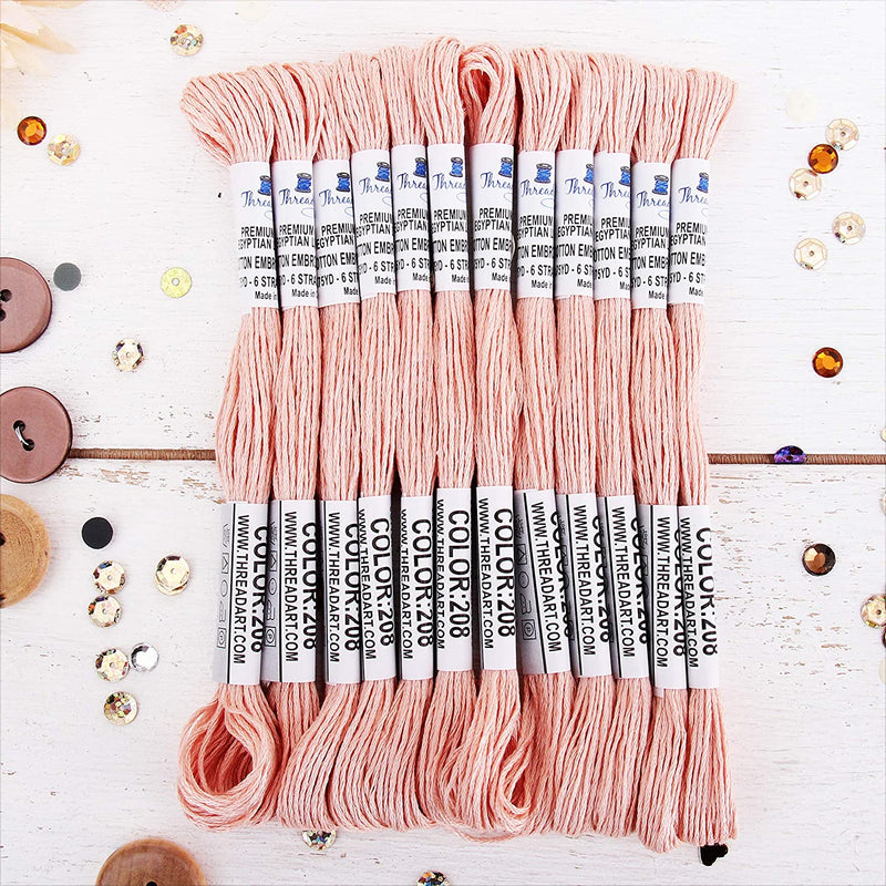 Peach Premium Cotton Embroidery Floss - Box of 12 - Six Strand Thread - No. 208 - Threadart.com