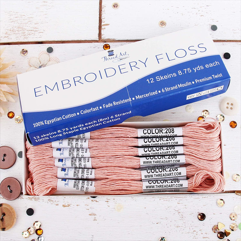 Peach Premium Cotton Embroidery Floss - Box of 12 - Six Strand Thread - No. 208 - Threadart.com