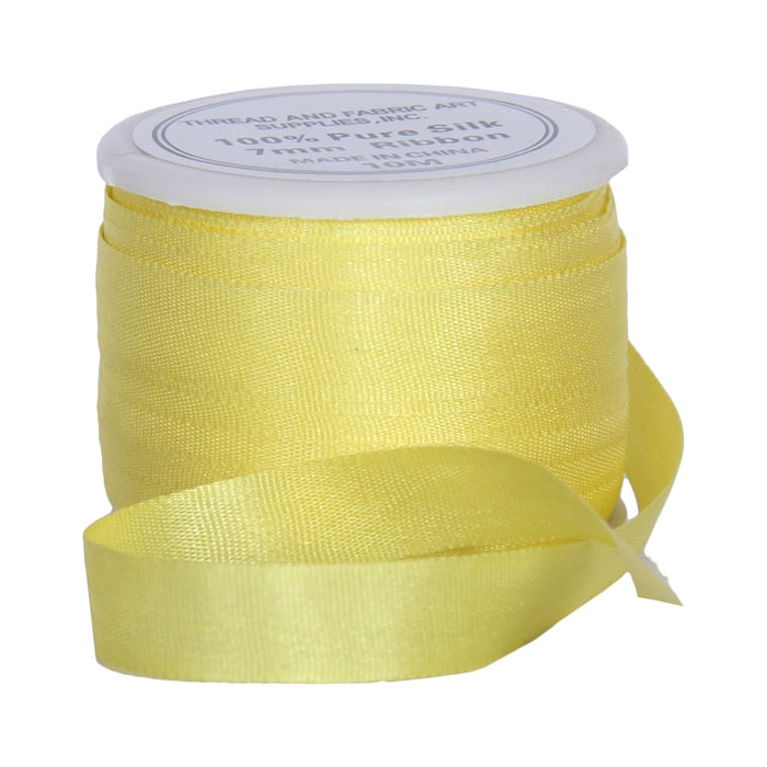 Silk Ribbon 7mm Yellow x 10 Meters No. 656 - Threadart.com