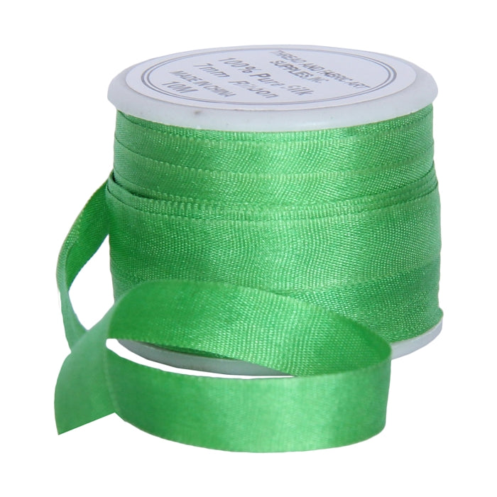 Silk Ribbon 7mm Kiwi Green x 10 Meters No. 706 - Threadart.com