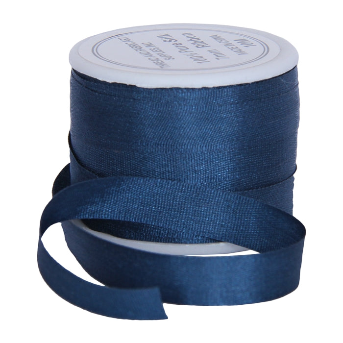 Silk Ribbon 7mm Navy x 10 Meters No. 590 - Threadart.com