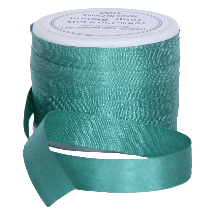 Silk Ribbon 7mm Teal x 10 Meters No. 625 - Threadart.com