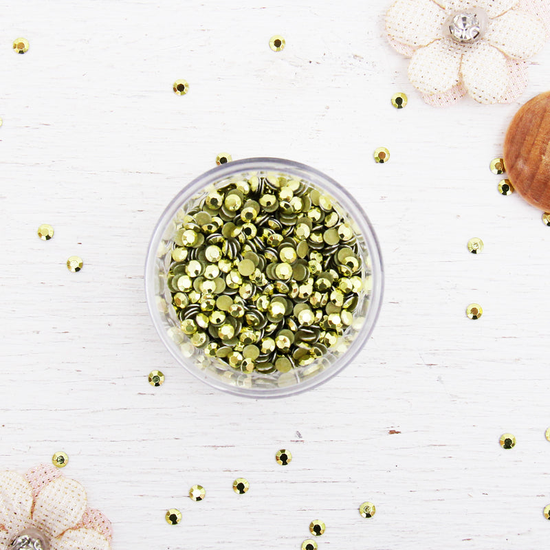 Hot Fix Metallic Rhinestones 3mm Peridot - 10 gross - Threadart.com