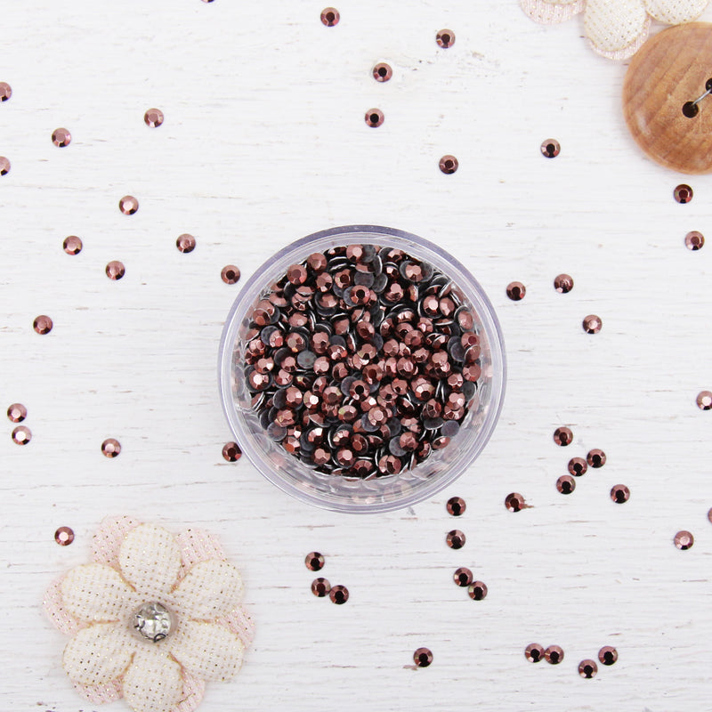 Hot Fix Metallic Rhinestones 3mm Smoked Topaz - 10 gross - Threadart.com