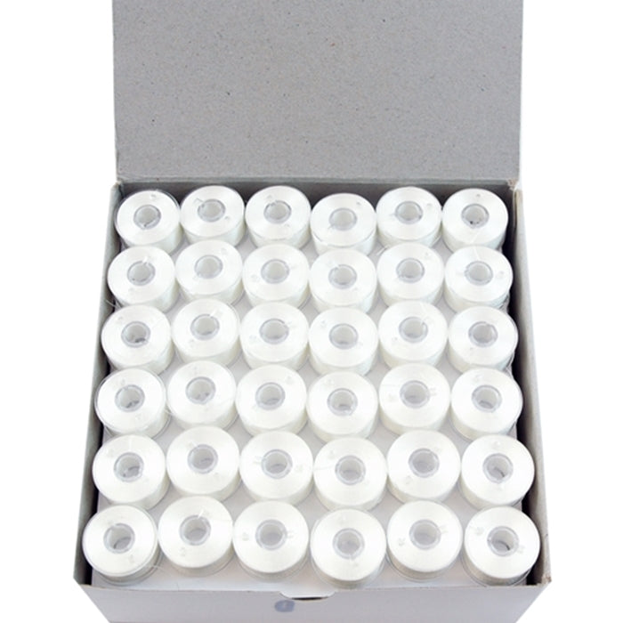 Prewound Embroidery Bobbins- 144 Count Per Box - White Plastic Sided - A Style - Threadart.com