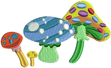 Machine Embroidery Designs - Bright Mushrooms (1) - Threadart.com