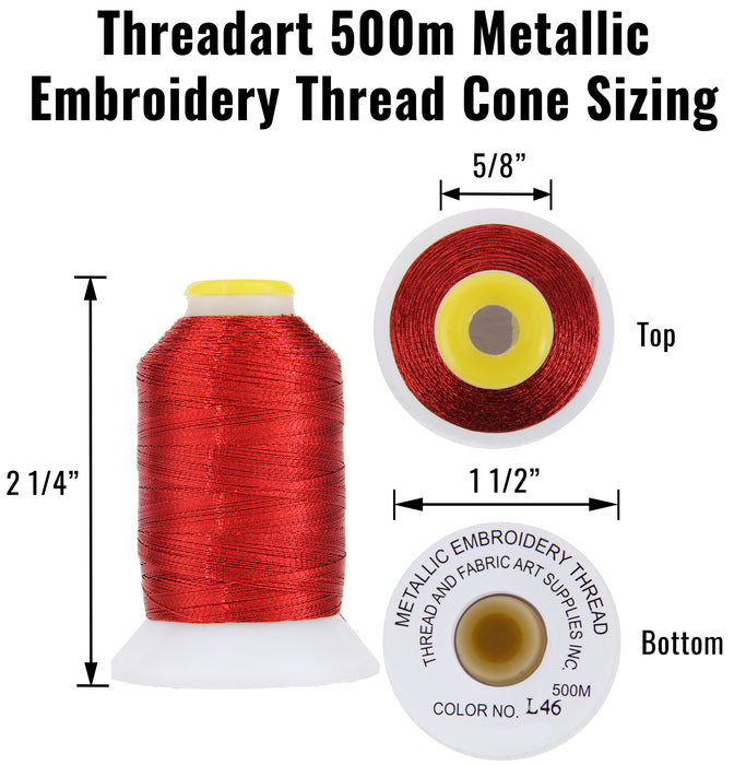 Gold & Silver Metallic Thread - 500M - Cones Embroidery Sewing