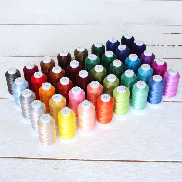 40 Cones of 500 Meters Polyester Machine Embroidery Thread - Jewel Tones - Threadart.com