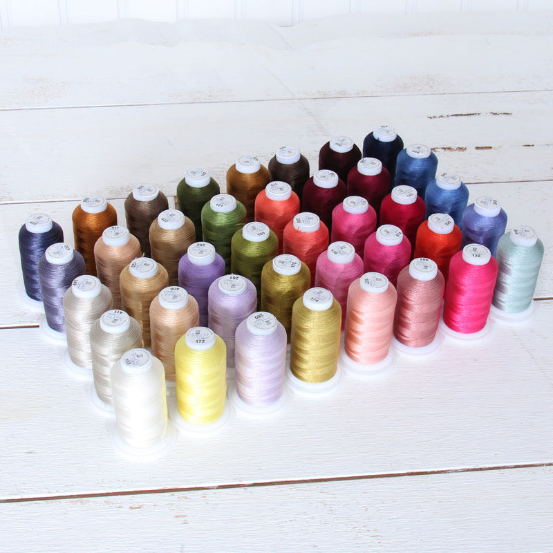 40 Cones of 500 Meters Polyester Machine Embroidery Thread - Brilliant Colors - Threadart.com