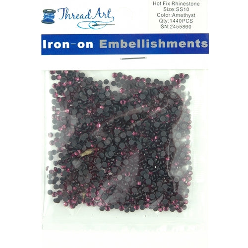 Hot Fix Rhinestones - SS10 - Amethyst - 1440 stones - Threadart.com