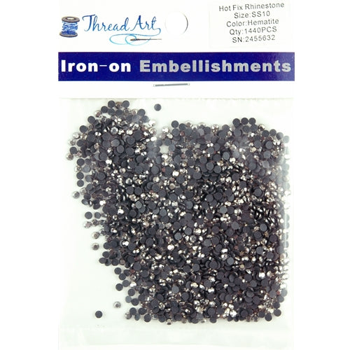 Hot Fix Rhinestones - SS10 - Hematite - 1440 stones - Threadart.com