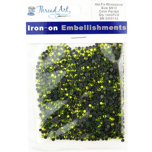 Hot Fix Rhinestones - SS10 - Peridot - 1440 stones - Threadart.com
