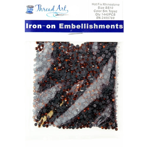 Hot Fix Rhinestones - SS10 - Smoked Topaz - 1440 stones - Threadart.com