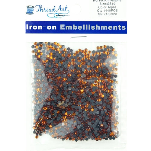 Hot Fix Rhinestones - SS10 - Topaz - 1440 stones - Threadart.com