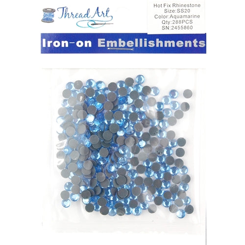 Hot Fix Rhinestones - SS20 - Aquamarine - 288 stones - Threadart.com