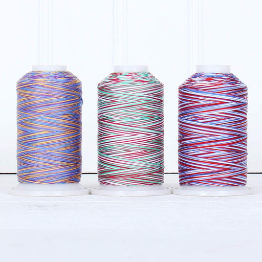 Cotton Variegated Thread Set - 3 Cone Collection of Multicolor Holiday Colors - Threadart.com