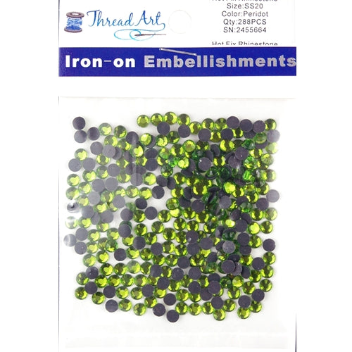 Hot Fix Rhinestones - SS20 - Peridot - 288 stones - Threadart.com