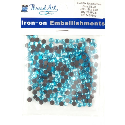 Hot Fix Rhinestones - SS20 - Sky Blue - 288 stones - Threadart.com