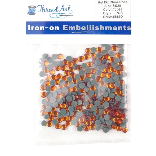 Hot Fix Rhinestones - SS20 - Topaz - 288 stones - Threadart.com