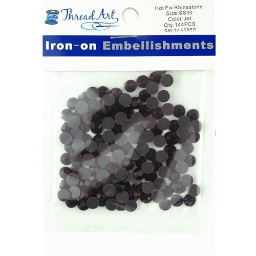 Hot Fix Rhinestones - SS30 - Jet - 144 stones - Threadart.com