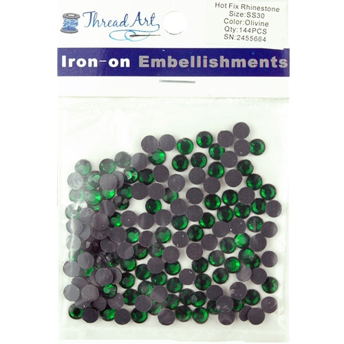 Hot Fix Rhinestones - SS30 - Olivine - 144 stones - Threadart.com